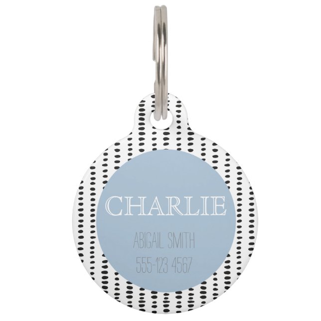 Black & White Abstract Print Personalised Pet Tag (Front)