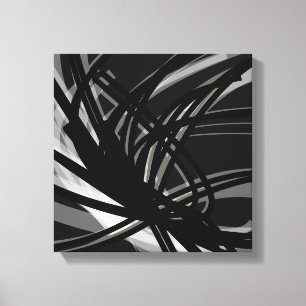 Black & White Abstract Ribbons   Shadows & Light Canvas Print