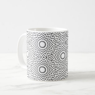 Black & White Abstract Seamless Mandala Design Coffee Mug
