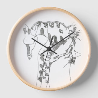 Black & white abstract stick  tapestries wood wall clock