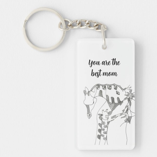 Black & white abstract stick  tapestries wood wall key ring (Front)