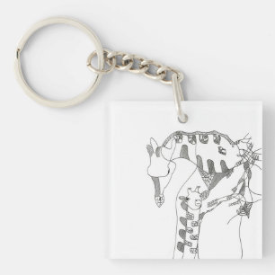 Black & white abstract stick  tapestries wood wall key ring