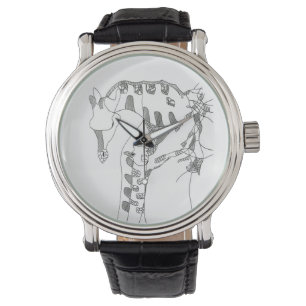 Black & white abstract stick  tapestries wood wall watch
