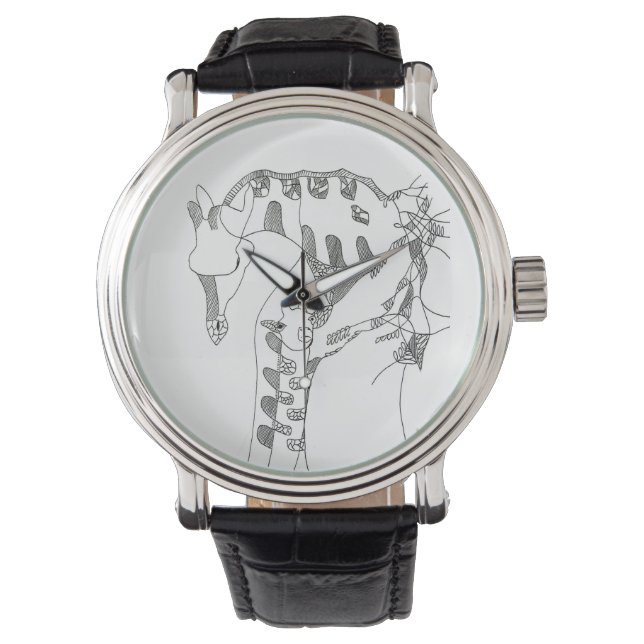 Black & white abstract stick  tapestries wood wall watch (Front)
