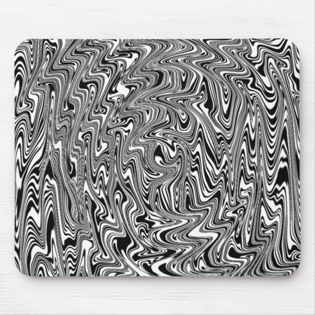 Black & White Abstract Swirl Mouse Mat (Front)