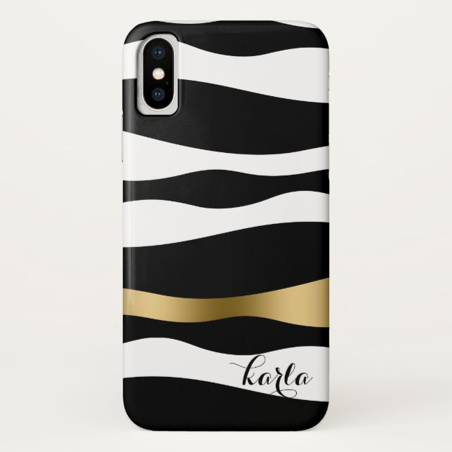 Black & White Abstract Zebra Stripes Case-Mate iPhone Case (Back)
