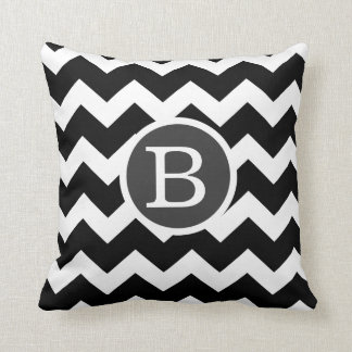 Black White abstract zig zag chevron throw Pillow
