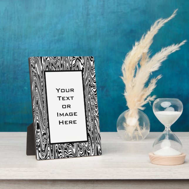 Black & White Abstract ZigZag Swirl Plaque (Side)