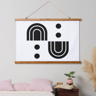 Black & white abstracts wood opped tapestry