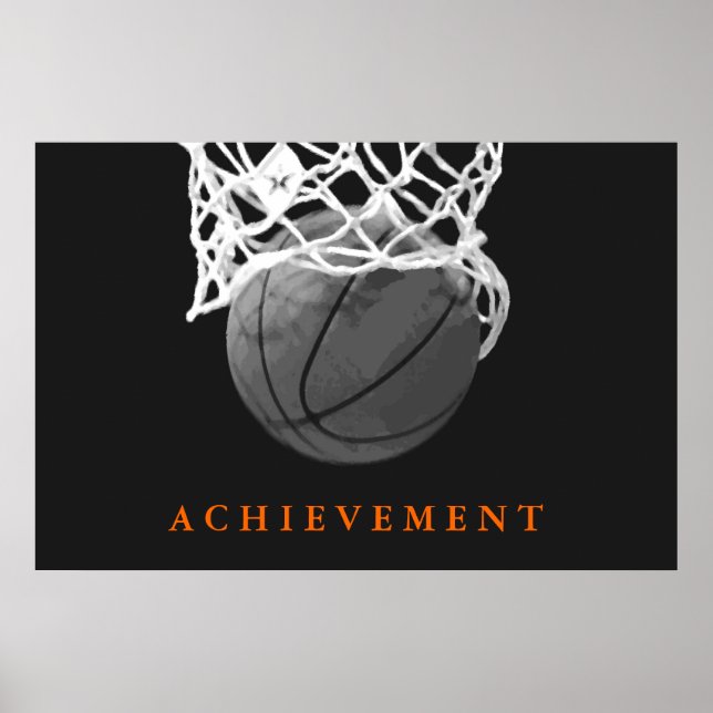 Black White Achievement Basketball Poster (Front)