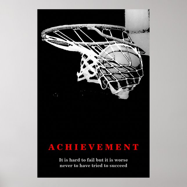 Black & White Achievement Basketball Poster (Front)