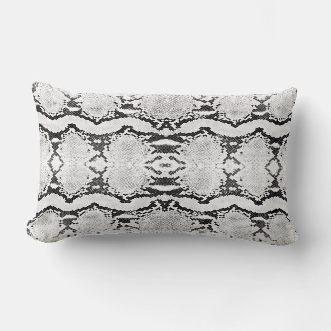 Black White Acid Wash Boa Constrictor Snakeskin Lumbar Cushion (Front)
