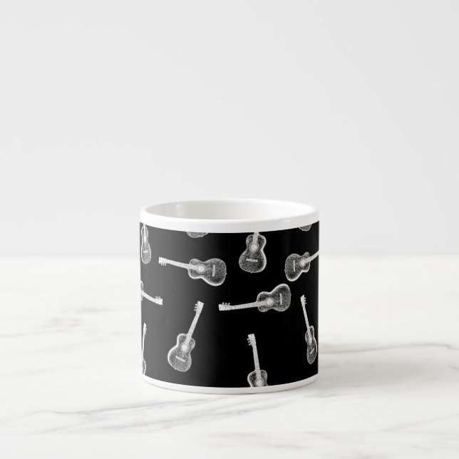Black & White Acoustic Guitars Design Music Themed Espresso Cup (Front)