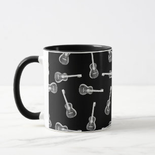 Black & White Acoustic Guitars Design Music Themed Mug