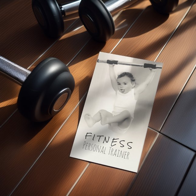 Black White Adorable Baby Fitness Personal Trainer Business Card (Creator Uploaded)