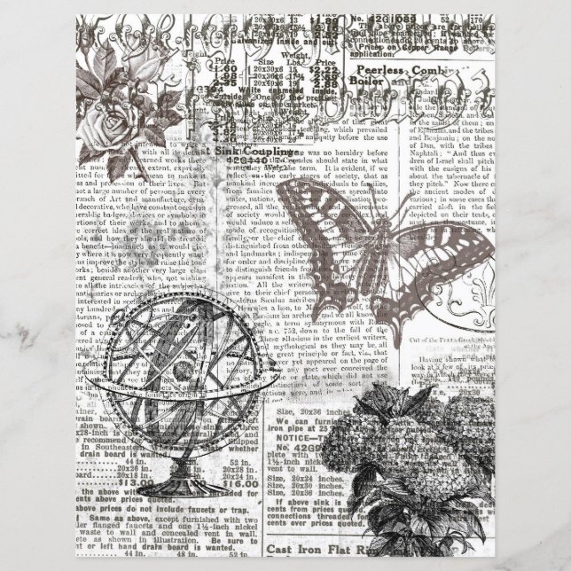 Black&White Advertisement Collage Scrapbook Paper (Back)