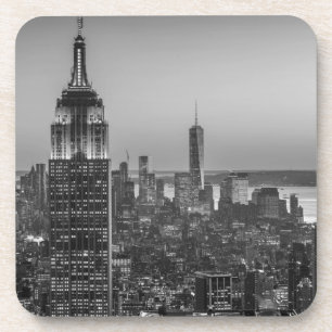 Black & White Aerial View of New York City Night Coaster