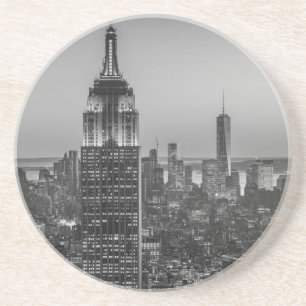 Black & White Aerial View of New York City Night Coaster