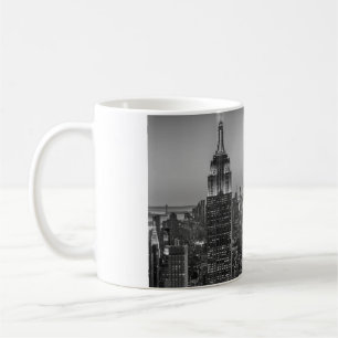 Black & White Aerial View of New York City Night Coffee Mug