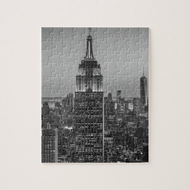 Black & White Aerial View of New York City Night Jigsaw Puzzle (Vertical)