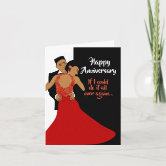 Black & White African American Couple Anniversary Card