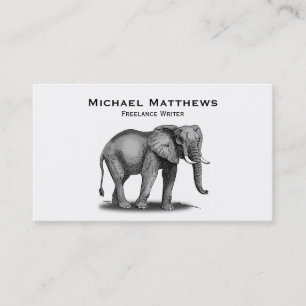 Black White African Elephant Personalised Business Card