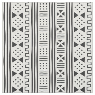 Black White African MudCloth Inspired Scaleable Fabric