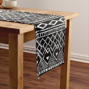 Black White African Tribal Pattern Short Table Runner