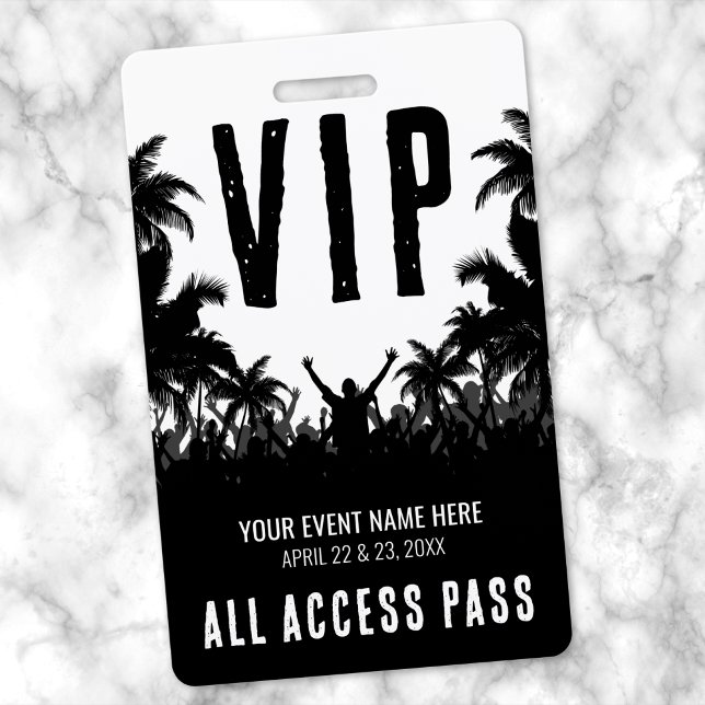 Black White All Access Event VIP ID Badge (All Access Black White Event VIP Badge)