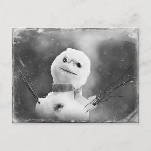 Black & White Altered Snowman Postcard