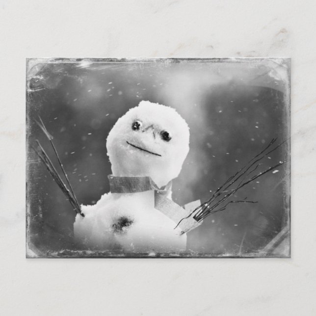 Black & White Altered Snowman Postcard (Front)