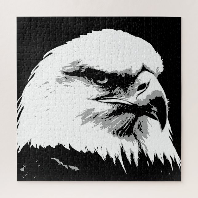 Black White American Bald Eagle Pop Art Jigsaw Puzzle (Vertical)