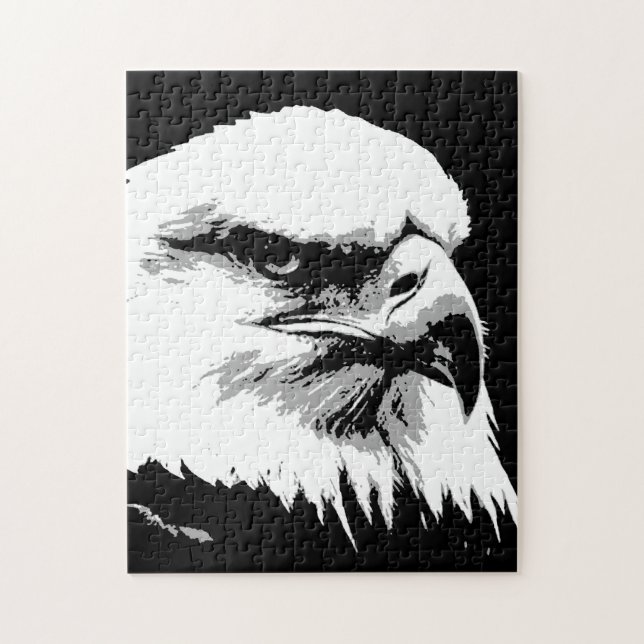 Black White American Bald Eagle Pop Art Jigsaw Puzzle (Vertical)