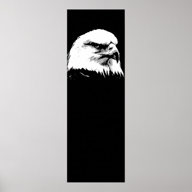 Black White American Bald Eagle Pop Art Poster (Front)