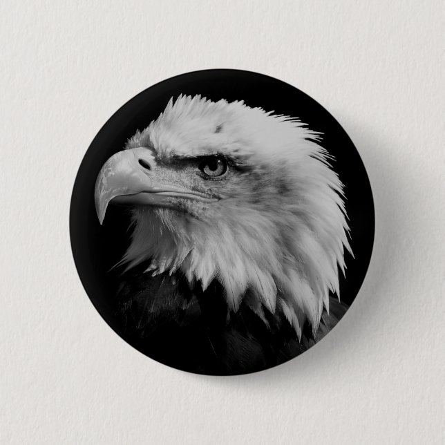 Black White American Eagle Leadership Motivational 6 Cm Round Badge (Front)