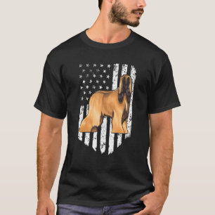 Black White American Flag Afghan Hound 4th Of July T-Shirt