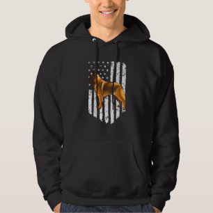 Black White American Flag Belgian Tervuren 4th Of  Hoodie