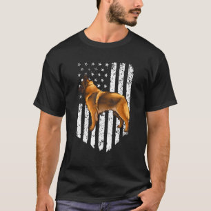 Black White American Flag Belgian Tervuren 4th Of  T-Shirt