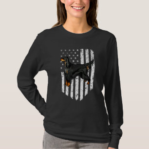 Black White American Flag Gordon Setter 4th Of Jul T-Shirt