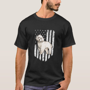 Black White American Flag Maltese 4th Of July Usa T-Shirt