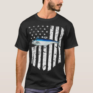 Black White American Flag Spanish Mackerel 4th Of  T-Shirt