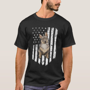 Black White American Flag Swedish Vallhund 4Th Of T-Shirt