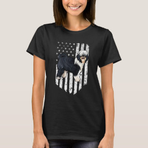 Black White American Flag Tibetan Terrier 4th Of J T-Shirt