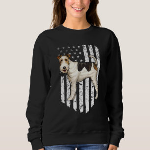Black White American Flag Wire Fox Terrier 4th Of Sweatshirt
