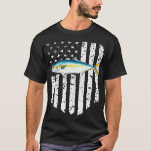Black White American Flag Yellowtail 4th Of July F T-Shirt