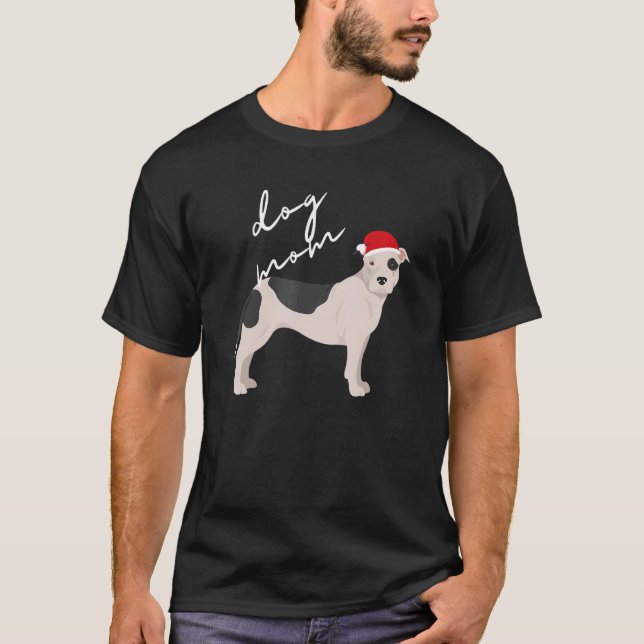 Black & White American Pit Bull Terrier Dog Mum Ch T-Shirt (Front)