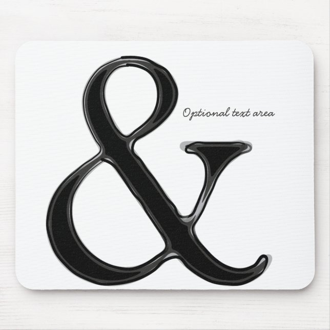 Black & White Ampersand Chic Modern Personalised Mouse Mat (Front)