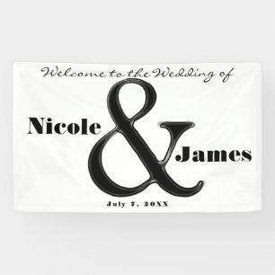 Black & White Ampersand Chic Personalised Wedding Banner