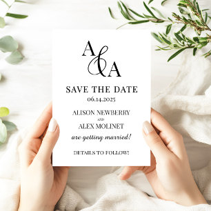 Black & White Ampersand Modern Save the Date Invitation