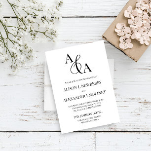 Black & White Ampersand Modern Wedding Invitation
